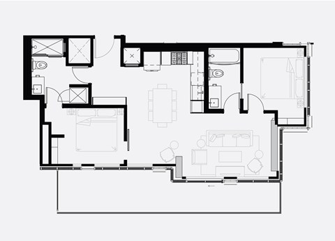 A black and white floor plan of a house with multiple rooms.